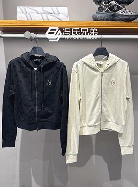 MLB25年秋季女款时尚休闲NY钻石老花满印连帽运动服外套3FTRM0154