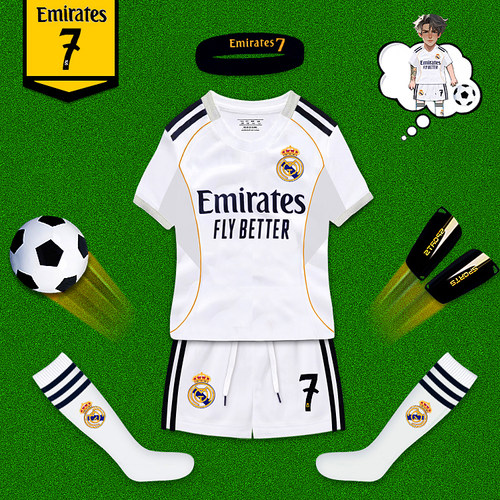 儿童足球服套装男女童定制小学生比赛训练队服夏季皇马C罗7号球衣