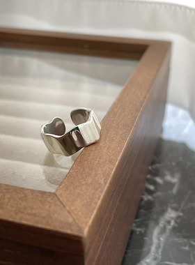 s925银宽面波浪戒指男女指环中性风ins小众食指配饰可调不掉色