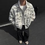 白迷彩短款外套男款潮牌美式格纹立领教练夹克户外防水防风冲锋衣，男装夹克，星座418-2