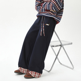 现货2026春季新款腊肠狗运动卫裤拼接格子休闲裤K2496-特P50，男装休闲裤，星座418-2