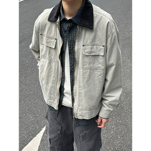 现货 2026春季美式拼接全棉牛仔外套老钱风夹克 JK267943-P95图片