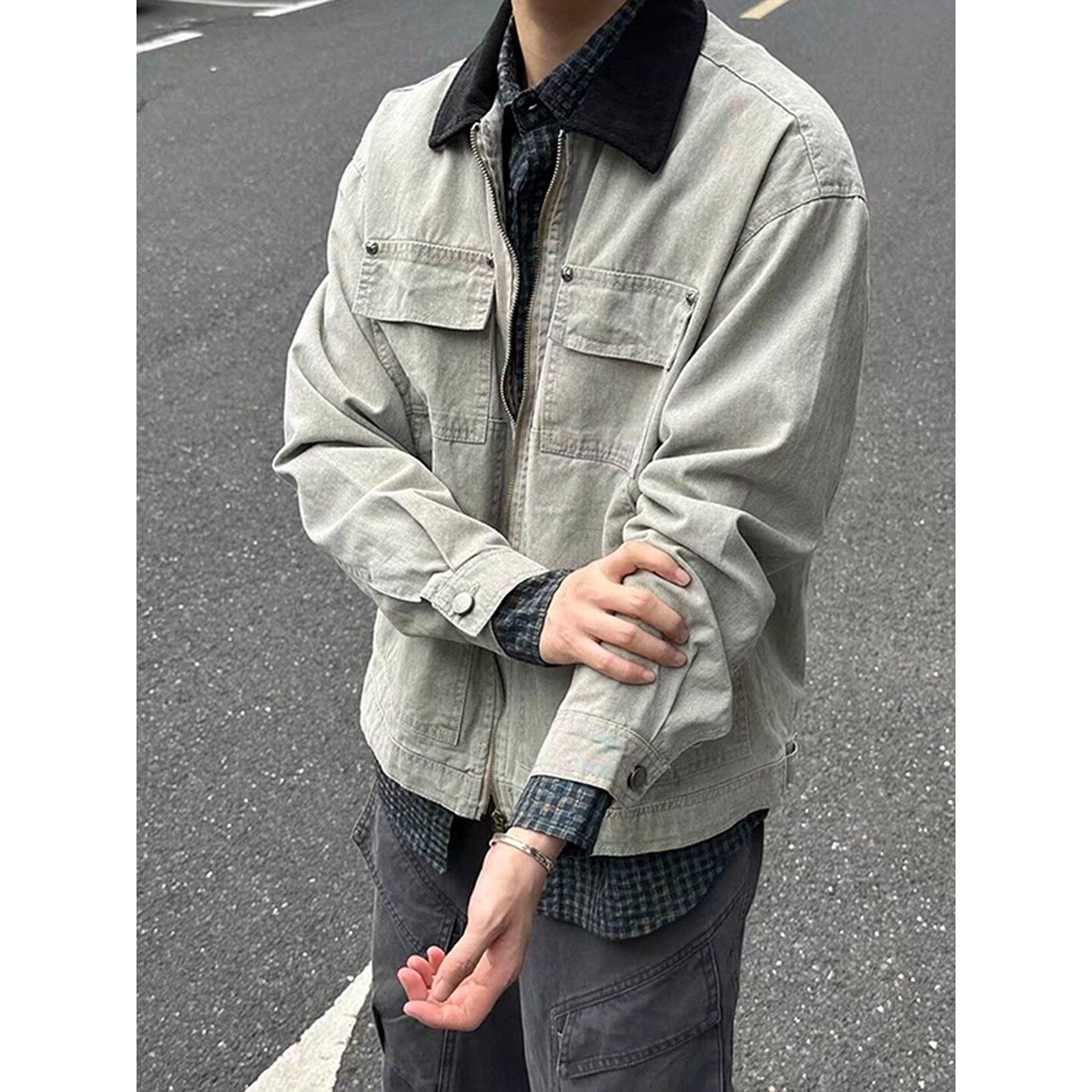 现货秋冬美式拼接全棉牛仔外套夹克JK257943-特P95,男装工装外套,星座418-2