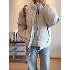 网图2025冬季男女休闲加厚立领飞行棉服MY258808-P75,红色粗跟网鞋搭配图片