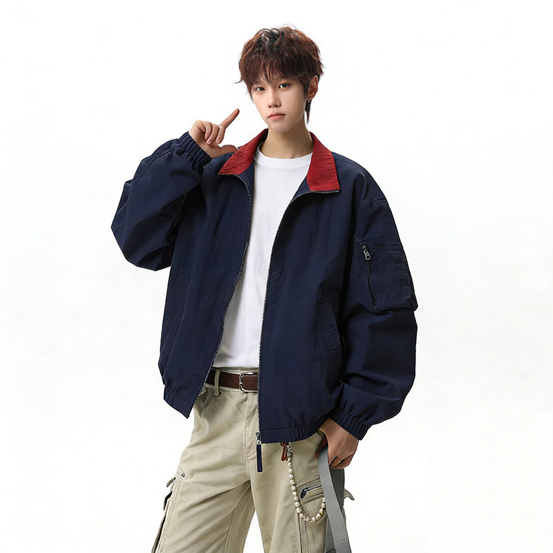 2026春季新款美式复古撞色翻领夹克JK2699860-P65，男装夹克，星座418-2