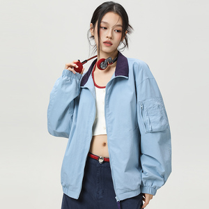 2026春季新款美式复古撞色翻领夹克JK2699860-P65图片
