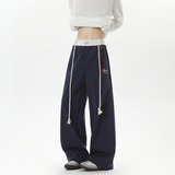 现货2025秋季复古撞色绑带男女运动休闲裤K2501-特P50，女装休闲裤，星座418-2