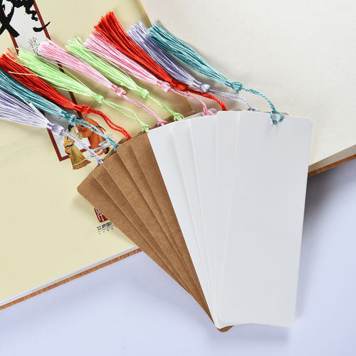 几何空白书签手写diy流苏彩带