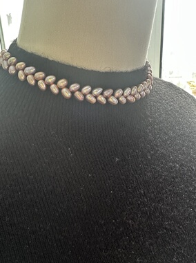 天然真珍珠麦穗编织款头档炫彩天然紫色项链