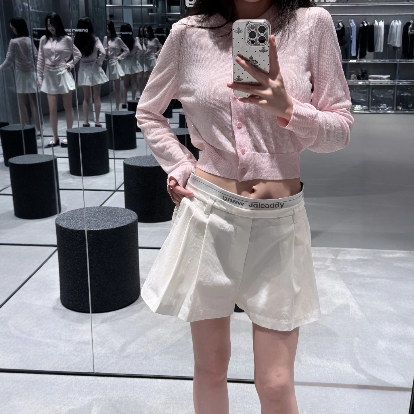大王侧拉链假两件阔腿休闲短裤女