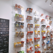 加粗泡面置物架子墙上陈列墙网红修装 泡面小食堂网片网格展示货架