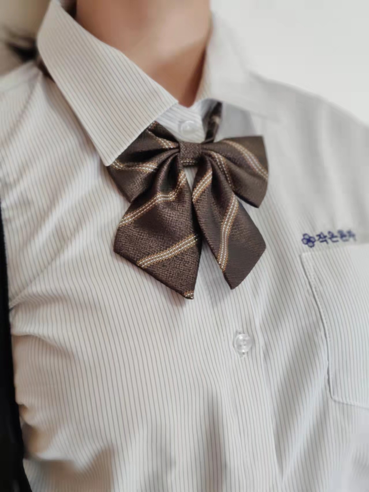 良呔女生条纹领带英伦风芭比姨同款手打领带咖啡色时尚百搭