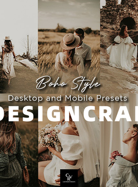 Lightroom预设boho波西米亚棕色温暖LUTs调色PR/FCPX手机LR滤镜PS