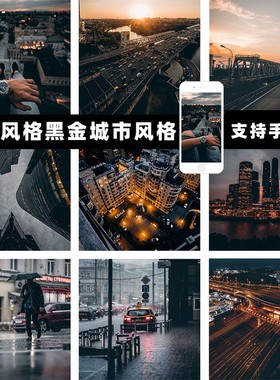 Lightroom预设夜景人像 手机版APP电脑滤镜19tones黑金城市建筑LR