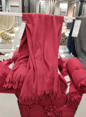 国内宜家宝勒迈休闲毯长绒棉毛毯深蓝色130x170 厘米济南宜家代购