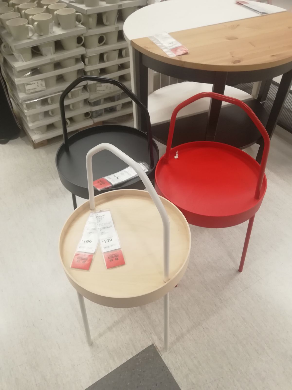 红色特价宜家伯恩维克边桌圆桌茶几红色济南宜家代购国内代购