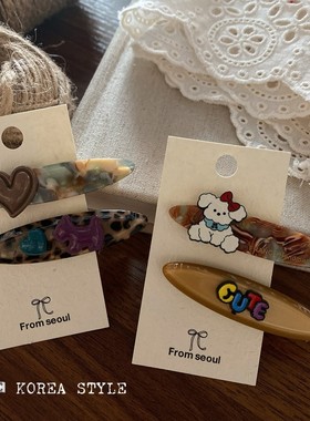 秋冬学院风布艺醋酸发夹卡通可爱滴油小熊BB夹红色豆豆彩色发夹女