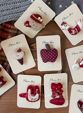 新款韩版红色系布艺卡通发夹甜美儿童手作侧边掰掰夹碎发刘海夹女