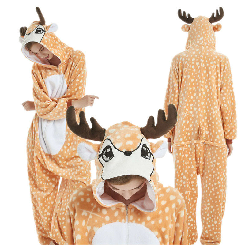 万圣节动物小鹿cos连体演出服圣诞节麋鹿亲子装夜店派对游戏制服