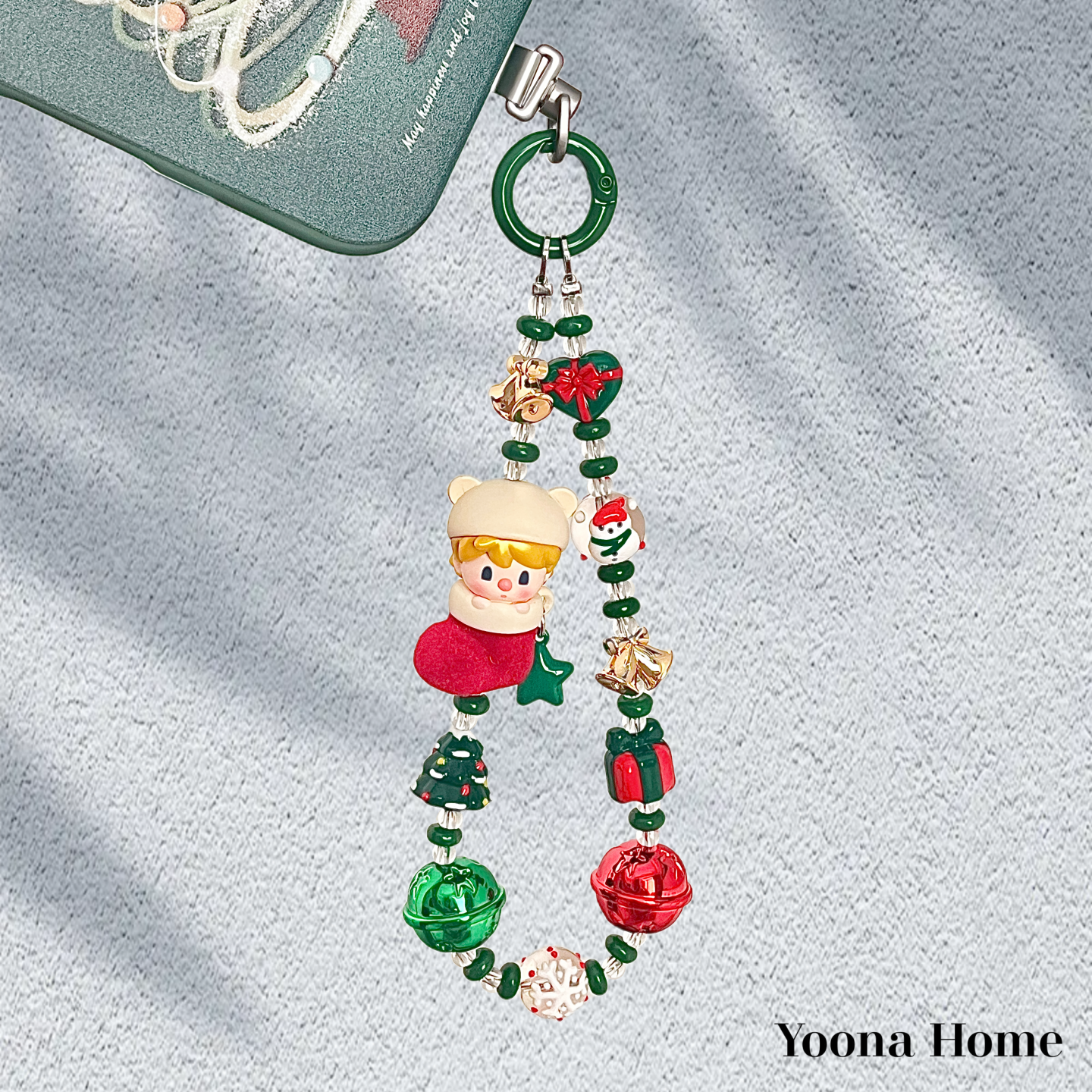 圣诞系列小甜豆萌粒手机链装饰链
