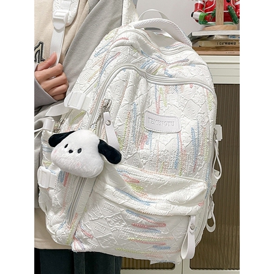 法国MK&ins书包女孩日系高颜值小学生初中高中双肩包纯色简约背包