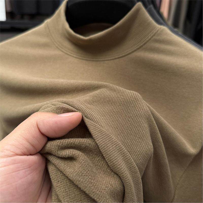 高端男士德绒打底衫秋冬半高领裸感内搭双面绒保暖长袖T恤