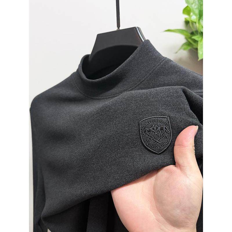 MAROLIO~德绒双面磨毛保暖打底衫男秋冬新款保罗男士长袖T恤衫潮