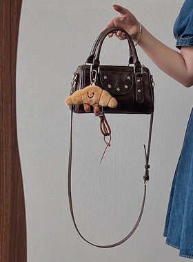 MK DA包包女2025新款小众复古手提波士顿包高级感真皮单肩斜挎包