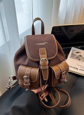 MK DA包包女2025秋冬新款小众设计休闲轻便双肩背包复古旅游书包