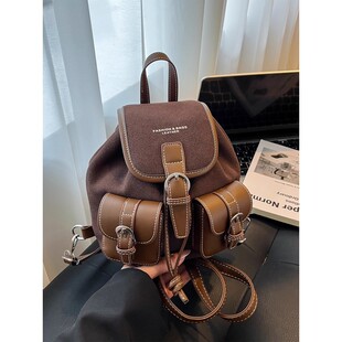 MK DA包包女2025秋冬新款小众设计休闲轻便双肩背包复古旅游书包