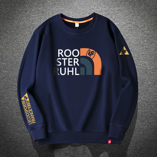 欧洲站~出口欧美~法国公鸡卫衣男印花宽松长袖高街ins潮牌无帽圆