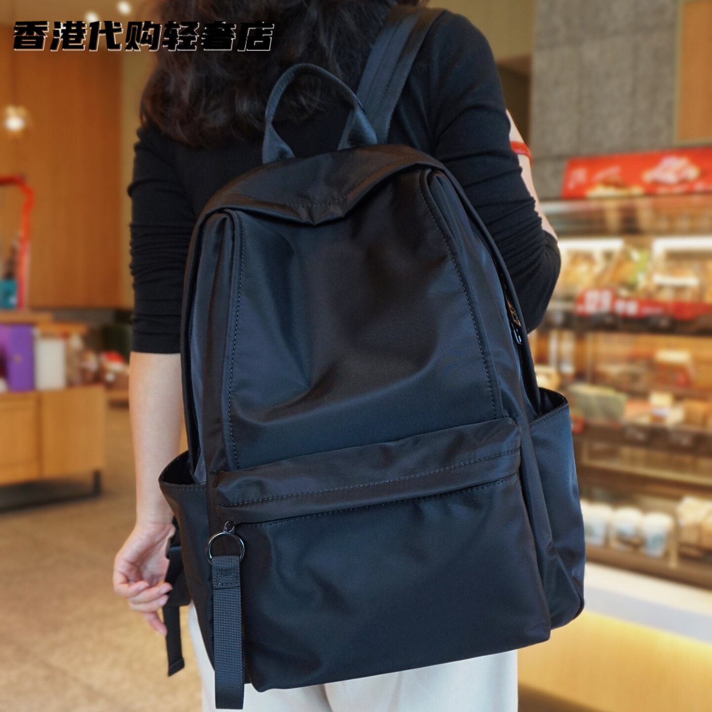 法国ZAMP纯色大容量通勤牛津纺双肩包女士旅行时尚多功能隔层背包