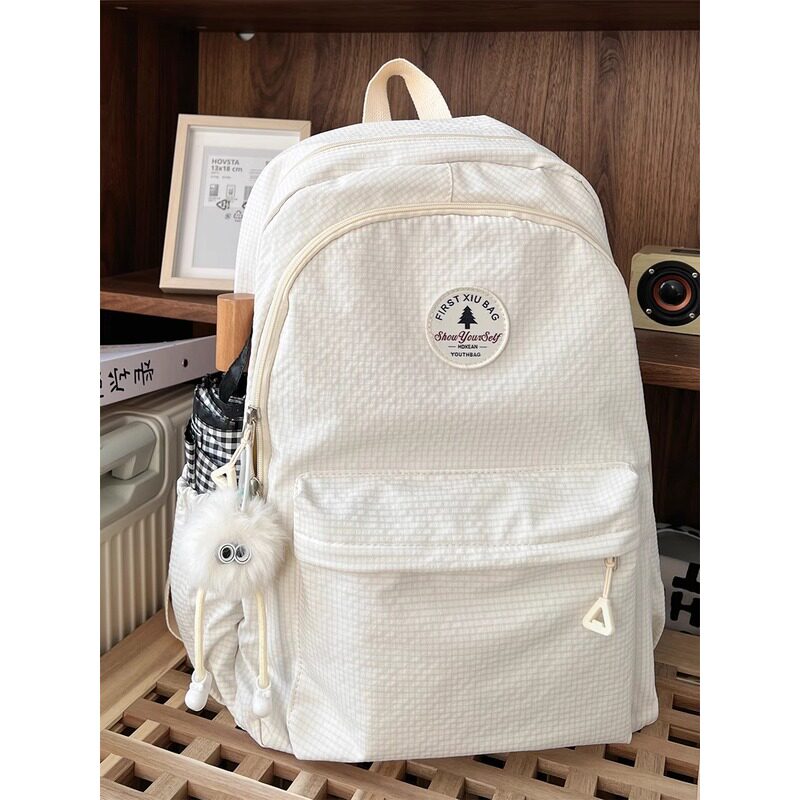 法国CavienKIon书包女生初中生小众设计背包纯色高颜值高中双肩包