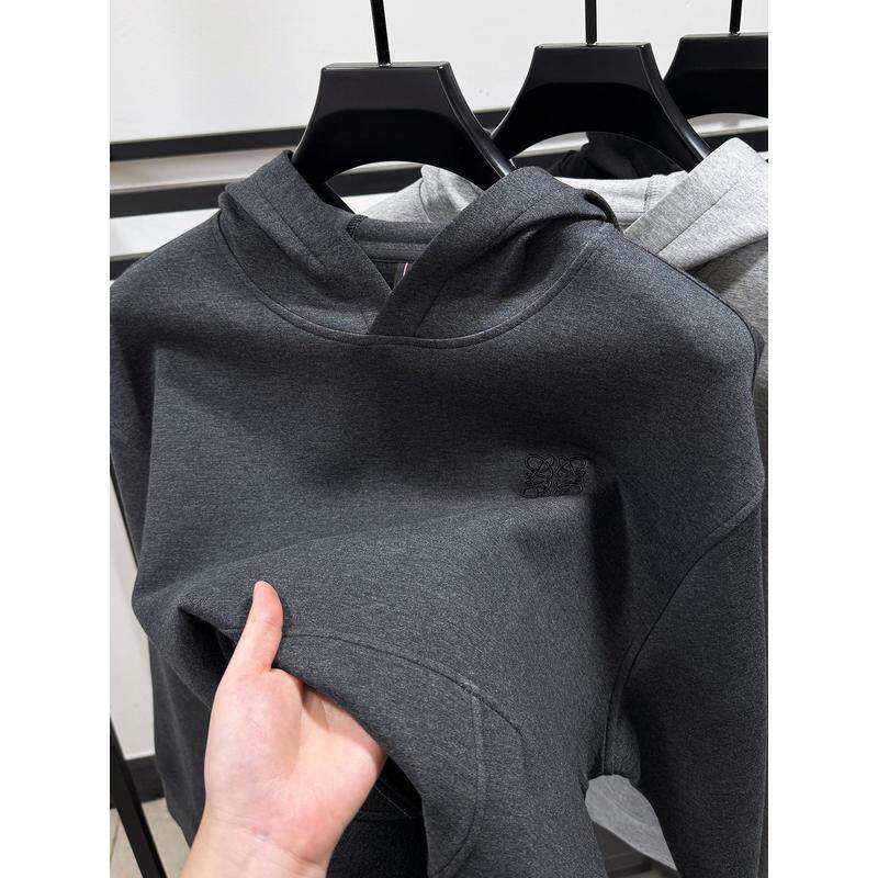 2025秋冬新款连帽卫衣男高端刺绣宽松休闲外套百搭纯色袋鼠兜上衣