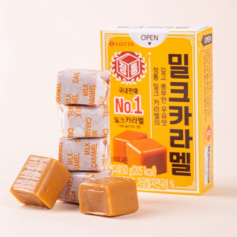 韩国进口乐天焦糖味牛奶糖软糖太妃糖儿童休闲零食小吃喜糖伴手礼