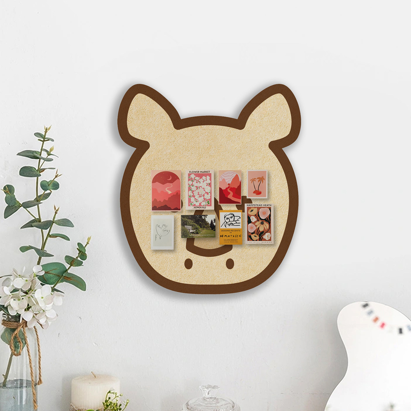 创意毛毡北欧风卡通动物立体墙贴照片墙收纳墙饰布置公告栏展示板