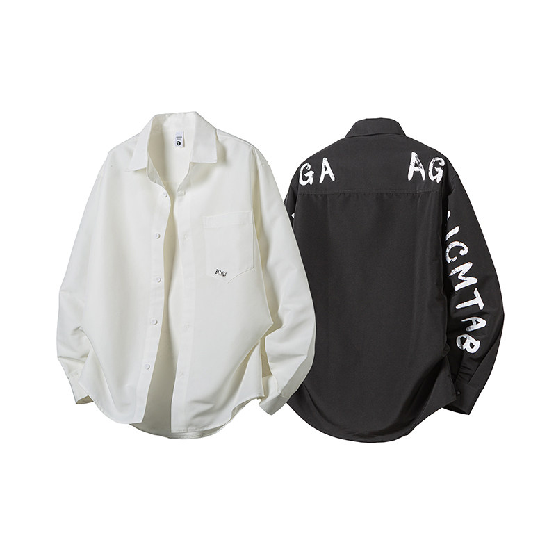 春季男女同款情侣长袖衬衫外套6090-P110，男装衬衫，电商D248