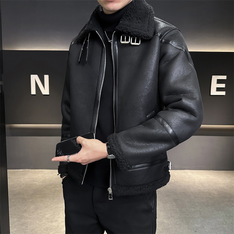 冬季男士皮毛一体外套加厚皮衣夹克D248-28260-P230,男装夹克,电商D248