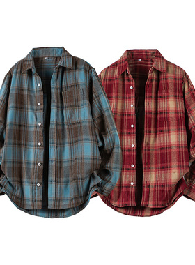 春季上新男士格子长袖衬衫外套 D248-MS21-P95