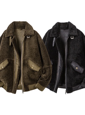 冬季男士摇粒绒皮毛一体皮衣外套 28397-P230