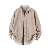 春季上新格子假两件长袖衬衫外套MS43-P105，男装衬衫，电商D248