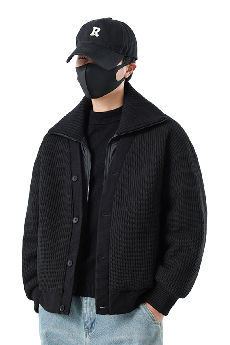 无影墙口罩风冬季轻奢开衫毛衣90鹅绒服5590-P360,男装针织衫/毛衣,电商D248