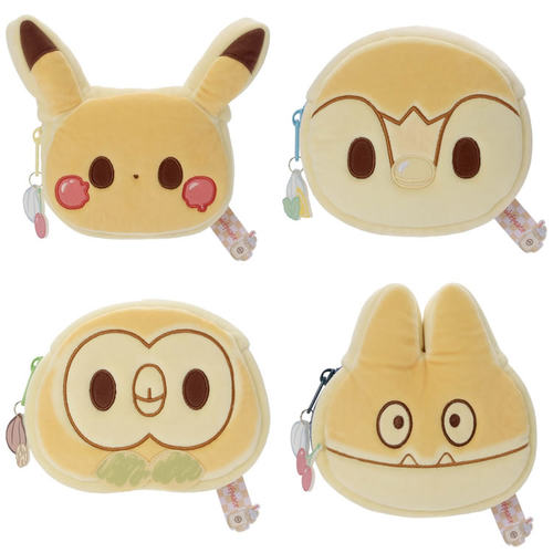 TOMY宝可梦PokePeace皮卡丘波加曼木木枭松饼造型毛绒收纳包