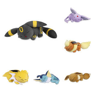 美版宝可梦中心月亮伊布太阳火雷水 伊布家族睡眠毛绒