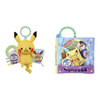 万代宝可梦monpoke Baby toy系列婴儿宝宝车铃铛挂件 外出布书