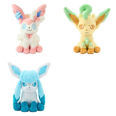 日版宝可梦中心松软抱抱 仙子伊布叶伊布冰伊布 毛绒抱枕靠垫