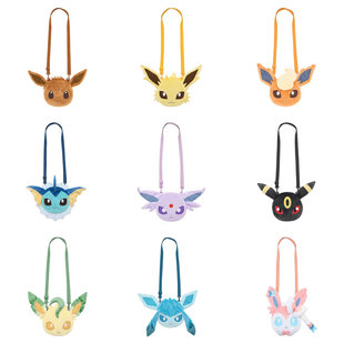 日版宝可梦中心伊布家族Eevee Collection伊布Face收纳包 单肩包