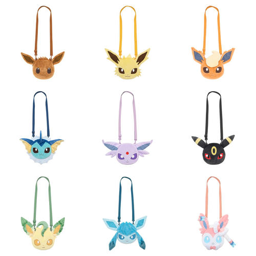 日版宝可梦中心伊布家族Eevee Collection伊布Face收纳包 单肩包