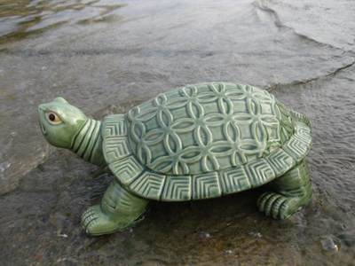 假山鱼缸陶瓷水族景观乌龟金钱龟