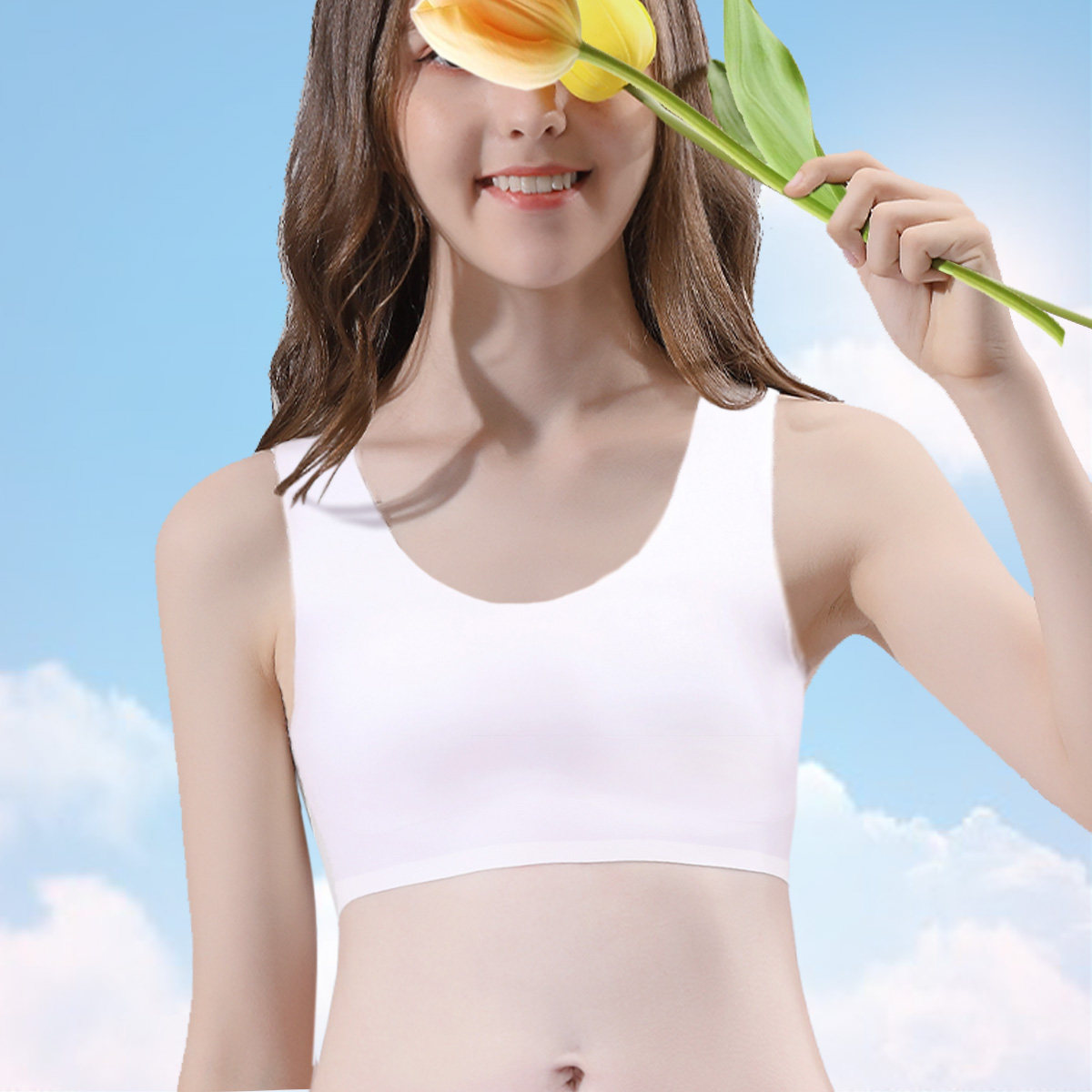 迪士尼女童发育期三枪内衣夏季莫代尔A类背心一阶无痕少女文胸薄